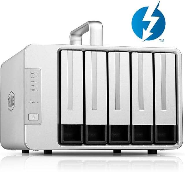 TERRAMASTER D5 Thunderbolt 3 Professional-Grade 5-Bay External Hard Drive Enclosure RAID 0/RAID1/RAID5/RAID10 Hard Disk RAID Storage (Diskless)