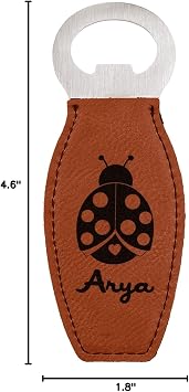 Personalized Ladybugs & Gingham Leatherette Bottle Opener