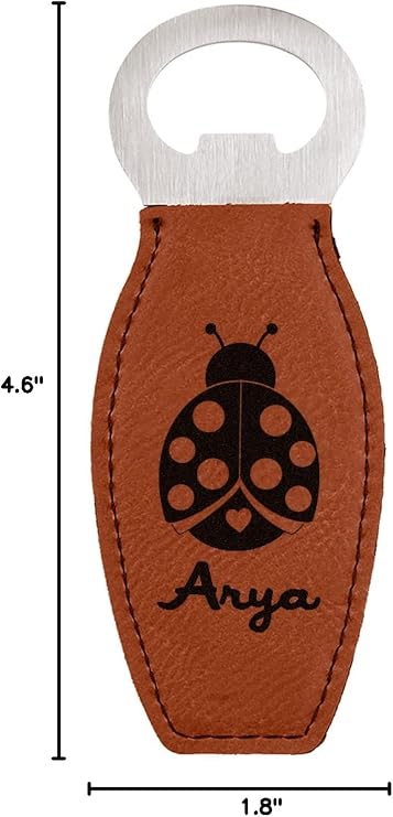 Personalized Ladybugs & Gingham Leatherette Bottle Opener
