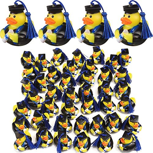 Lewtemi 12 Blue Graduation Diploma Rubber Ducks 2026 Grad Rubber Duck Graduation Duck Bulk Cake Topper for Bathtub Swimming Pool Theme Party 2.5 x 2.5 x 2 Inch