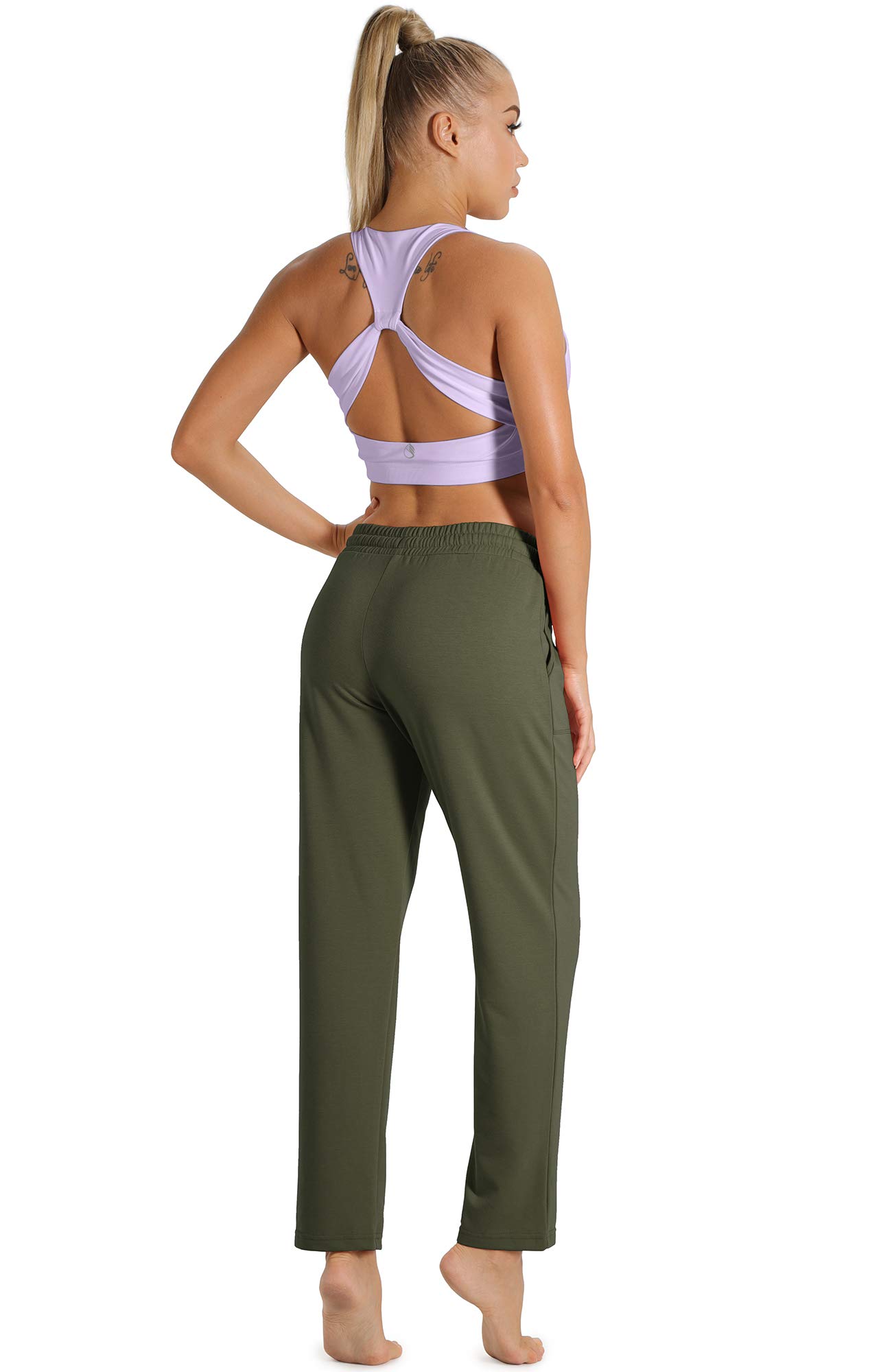 icyzone Femme Pantalons de Jogging Décontracté Pantalon de Sport avec Poches, Longue Jogger Pants