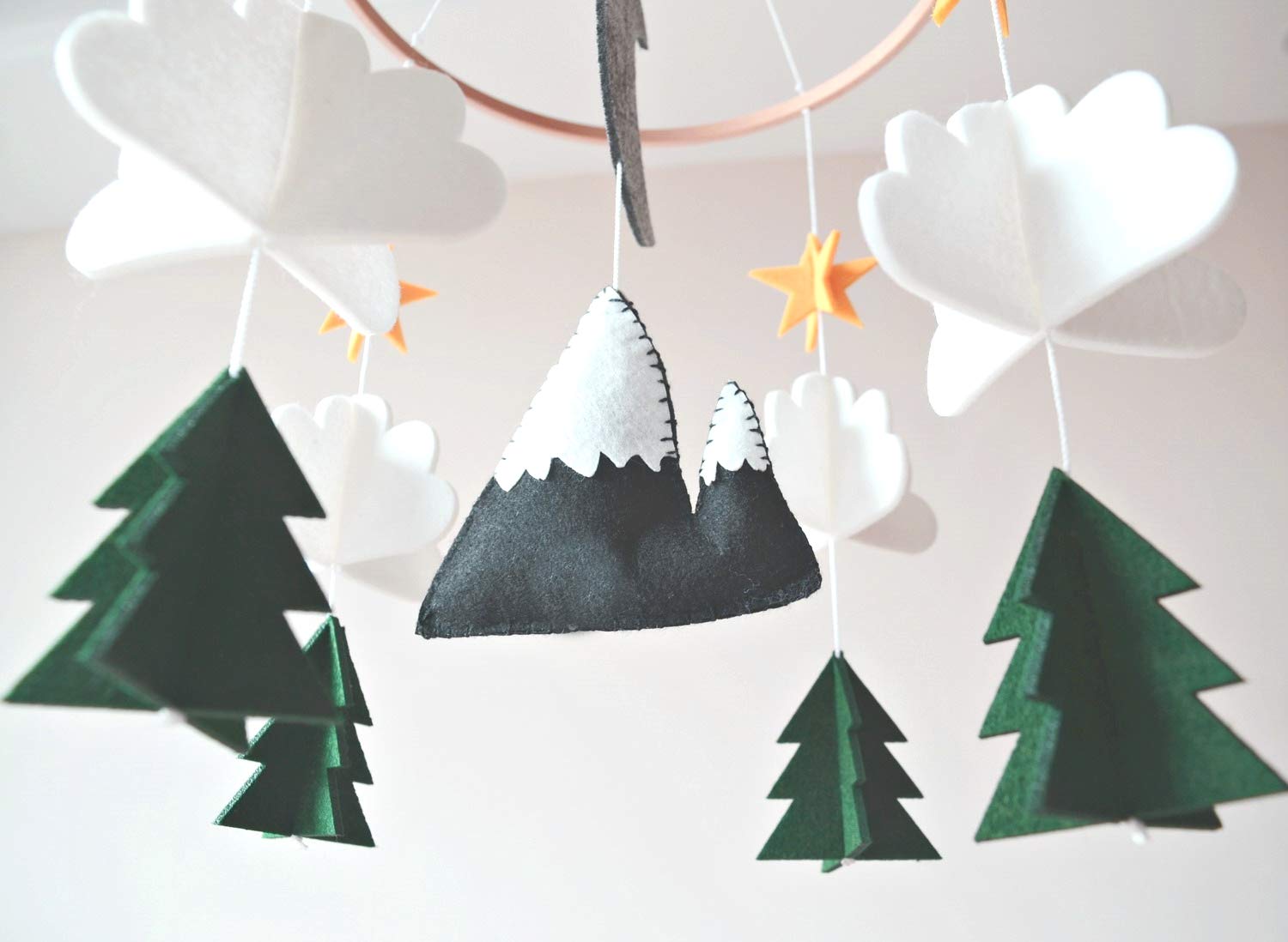 Baby Crib Mobile – Wooden Hanging Nursery Baby Mobile for Crib, Nursery Decor for Boys & Girls, Perfect Shower Gift (Starry Woodland Night, Long Evergreen) Also Fits Bassinets, Sorrel + Fern