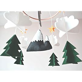 Baby Crib Mobile - Wooden Hanging Nursery Baby Mobile for Crib, Nursery Decor for Boys & Girls, Perfect Shower Gift (Starry Woodland Night, Long Evergreen) Also Fits Bassinets, Sorrel + Fern