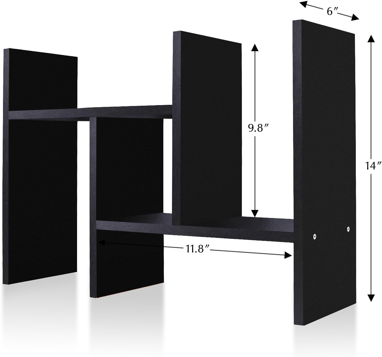 Jerry & Maggie Desktop Organizer Office Storage Rack Adjustable Wood Display Shelf Free Style Double H Display True Natural Stand Shelf (Black) : Office Products