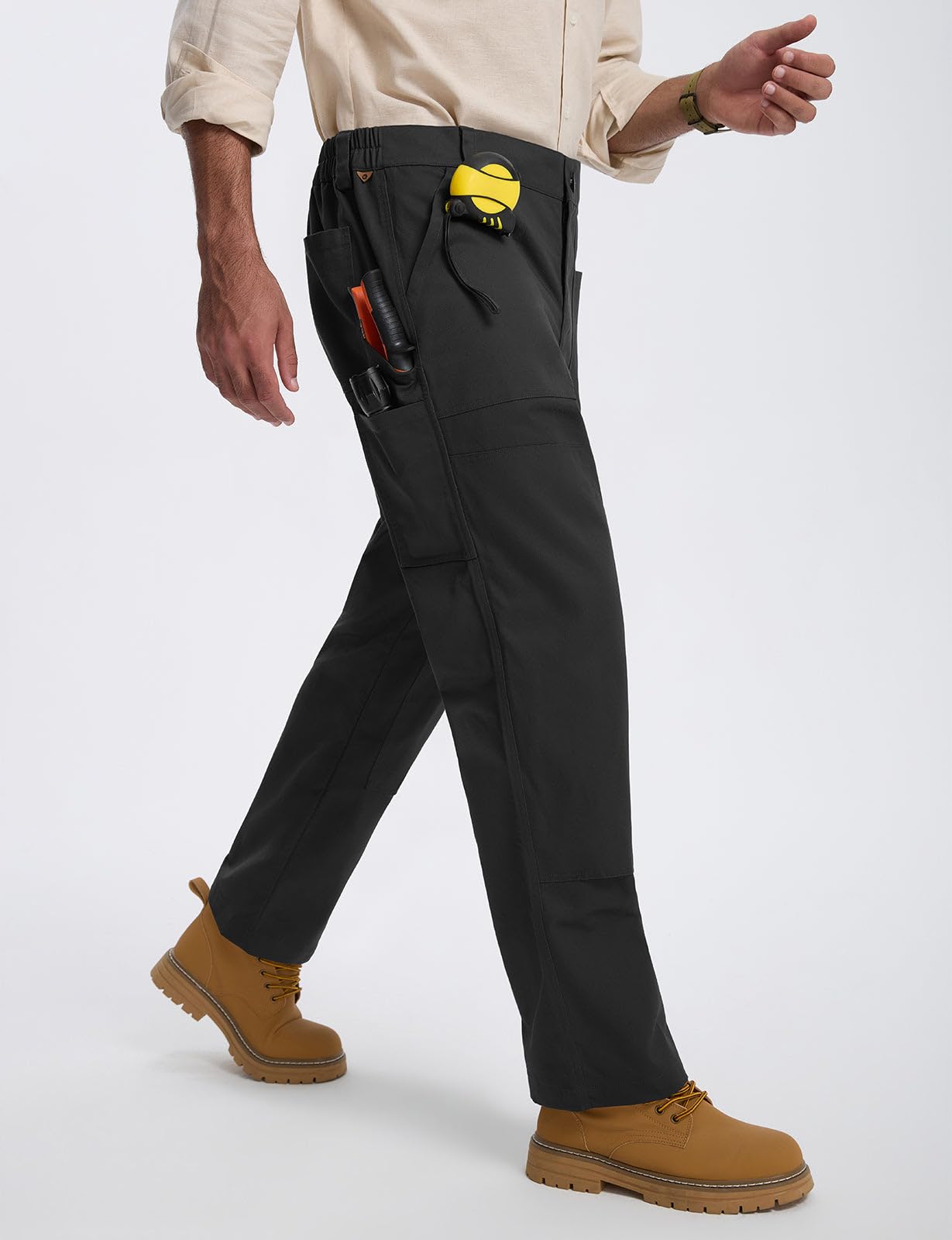 baleaf Pantalones de trabajo para hombre con múltiples bolsillos, ligeros, elásticos | Pantalones cargo tácticos para senderismo, caminar, entrenamiento