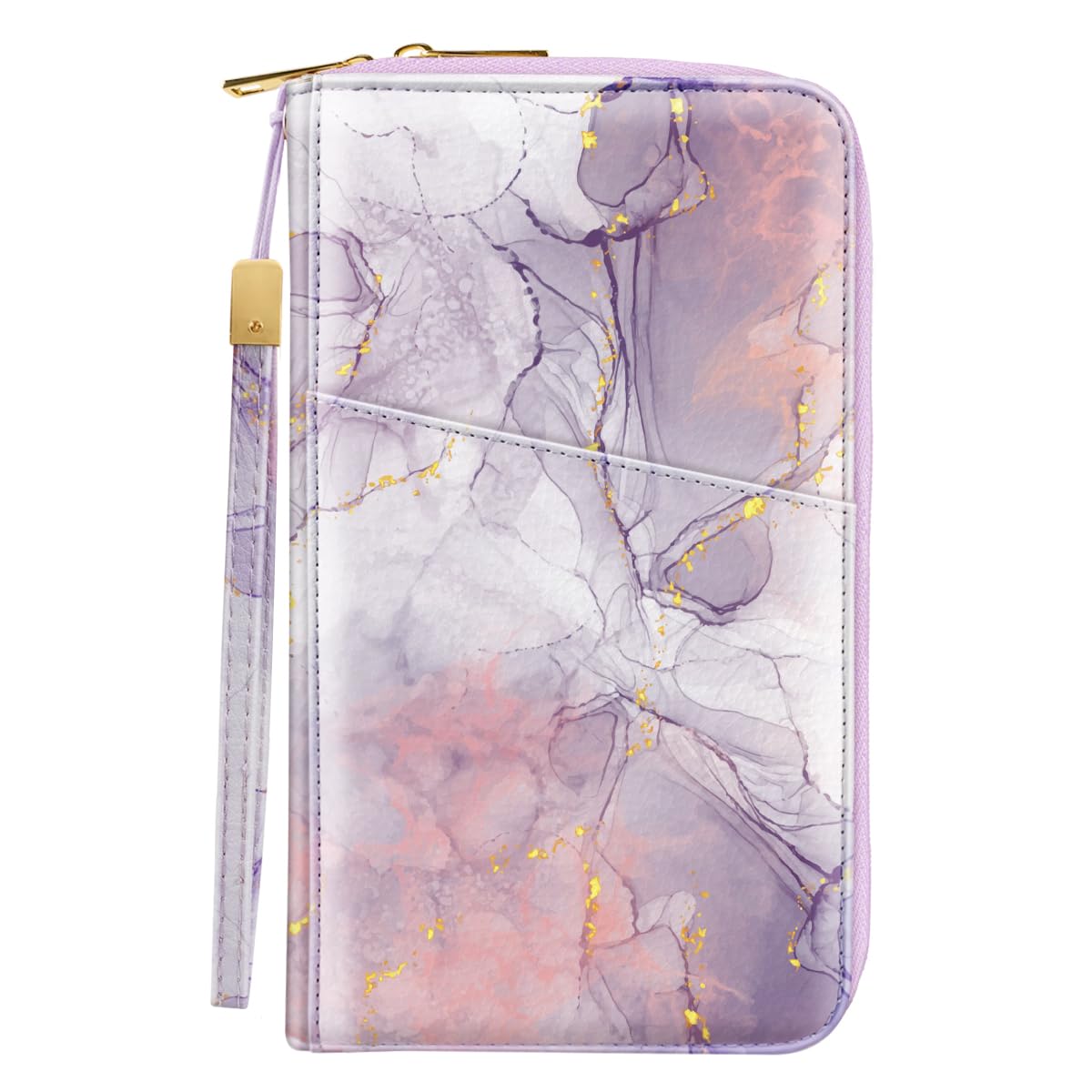 Family Passport Holder Wallet RFID Blocking Document Organizer PU Leather Mulit-purpose Travel Wallet Credit Cards Case for Women Men, Smokey Purple-image-45