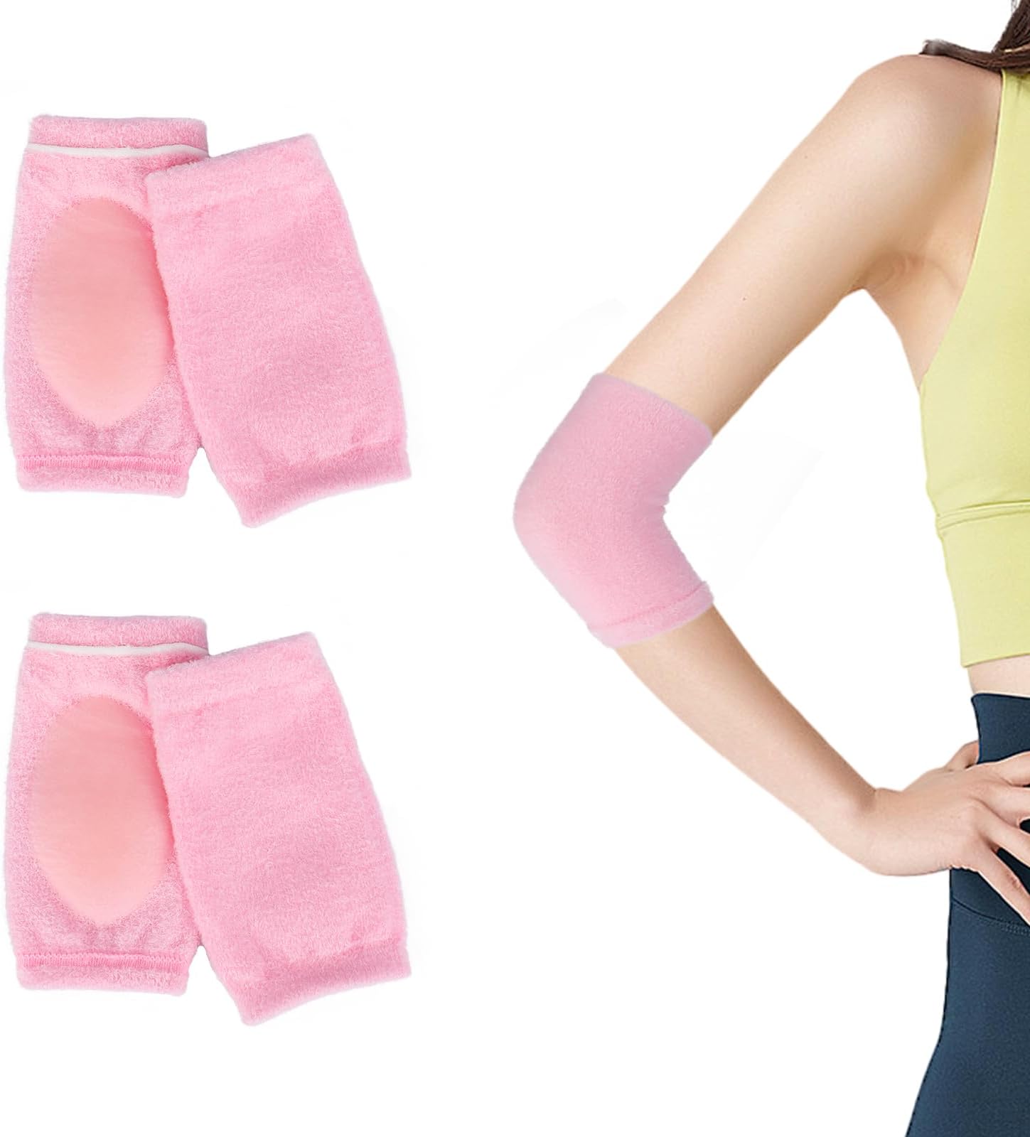 KALIONE 2 Pairs Elbow Moisturizing Sleeve Elbow Gel Cover Heel Socks Elbow Sleeves Elbow Pads for SPA Moisturizing Dry Cracked Skin Care
