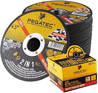 PEGATEC Cut Off Wheels 50 Pack, Quality Thin 4 1/2 x0.04x7/8 inch Cutting Disc, Metal & Stainless Steel Aggressive Cutting Wheel for Angle Grinder, General Purpose Metal Cutting (4.5inch)