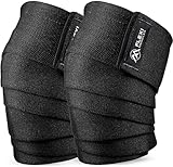 FLEXI MUSCLES Knee Wraps for Weightlifting (Pair) - Elastic Knee Straps for Squats, Powerlifting, Leg Press, and Gym Workouts - Compression Support for Men & Women.