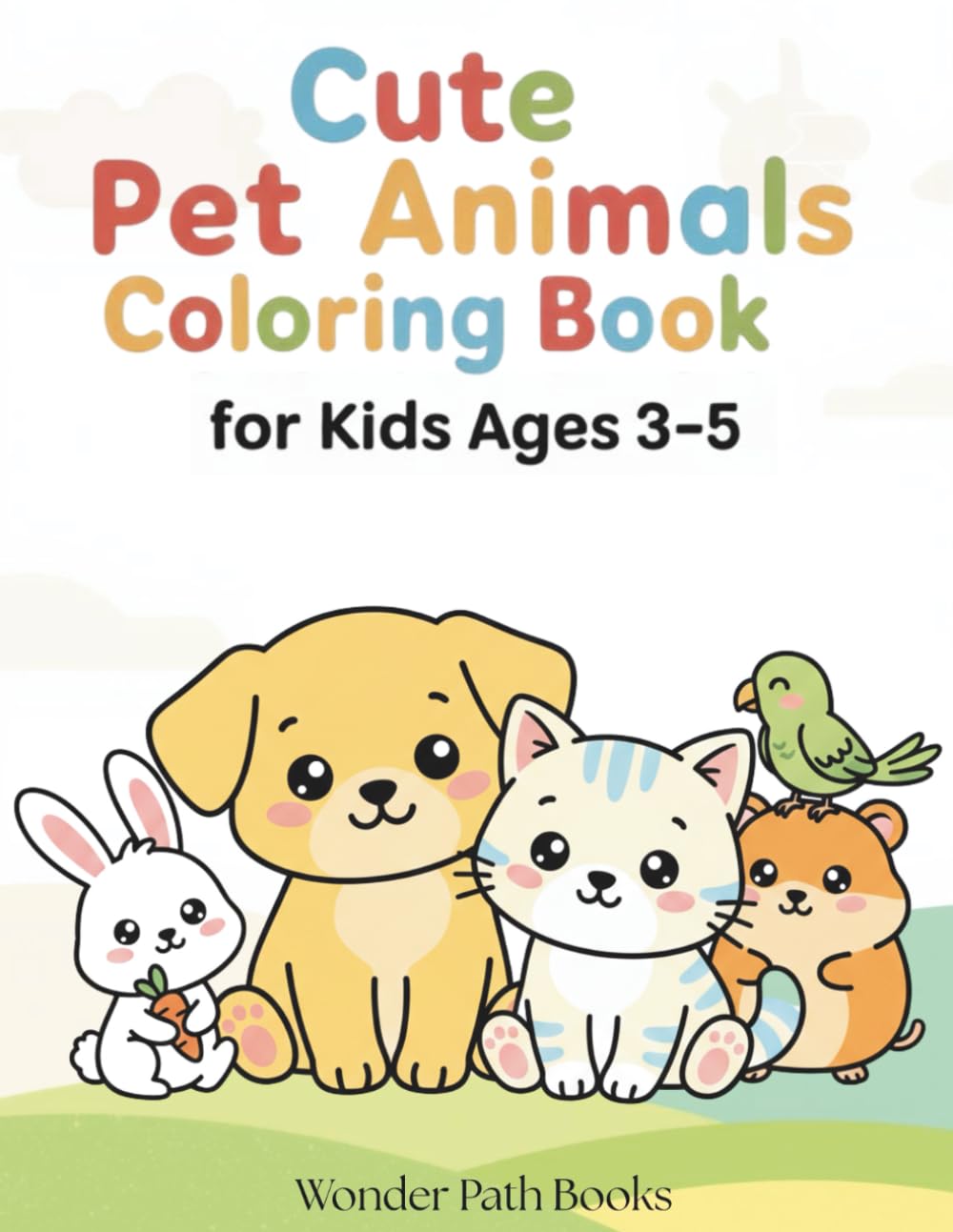 Cute Pet Animals Coloring Book for Kids Ages 3–5: Adorable and Easy Coloring Pages for Little Kids
