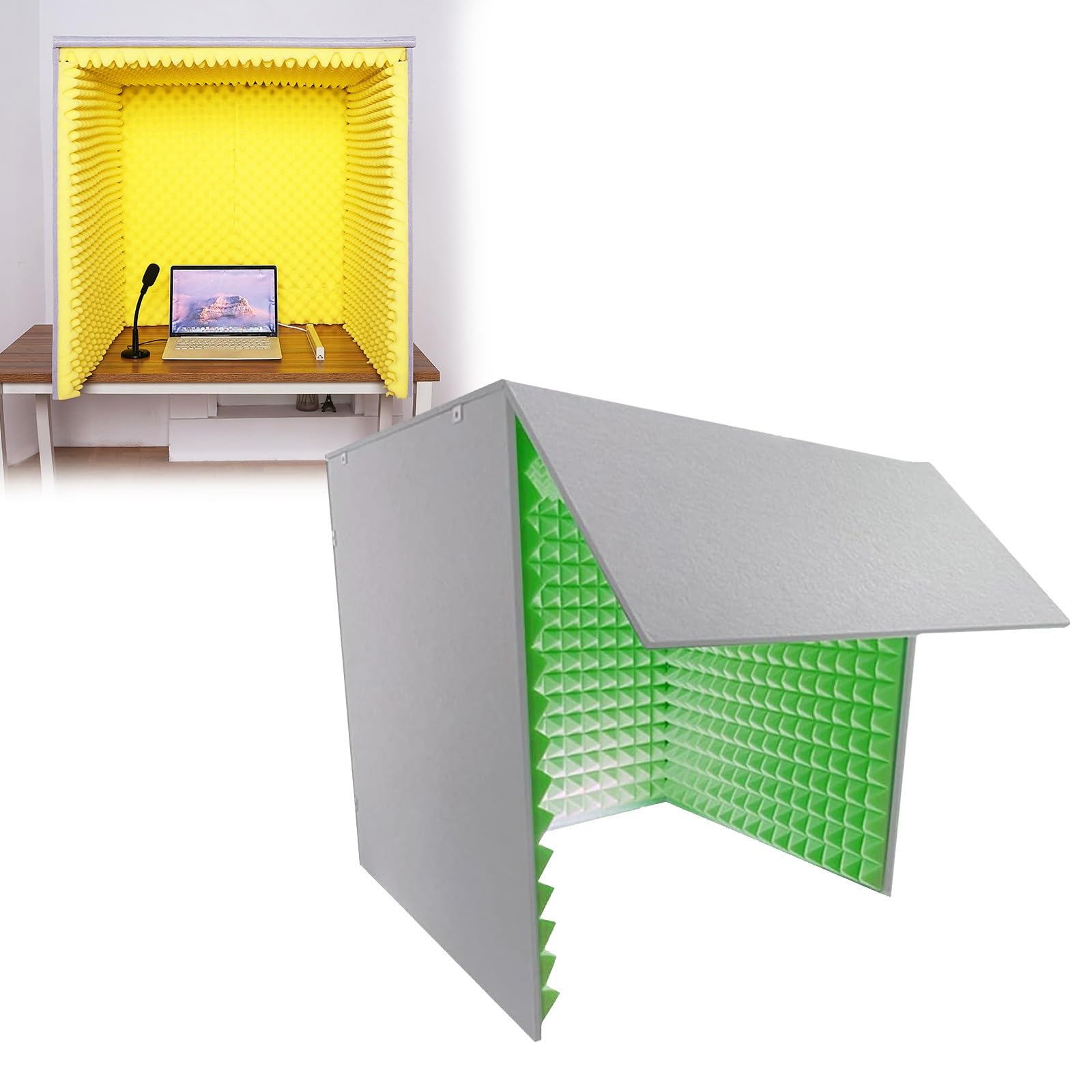 V3VOGUE Caja Portátil para Cabina Vocal De Grabación De Sonido, Reducción del Ruido, Estudio De Grabación Casero para Podcast De Voz, Escritorio, Panel De Espuma Acústica Insonorizada para Micrófono