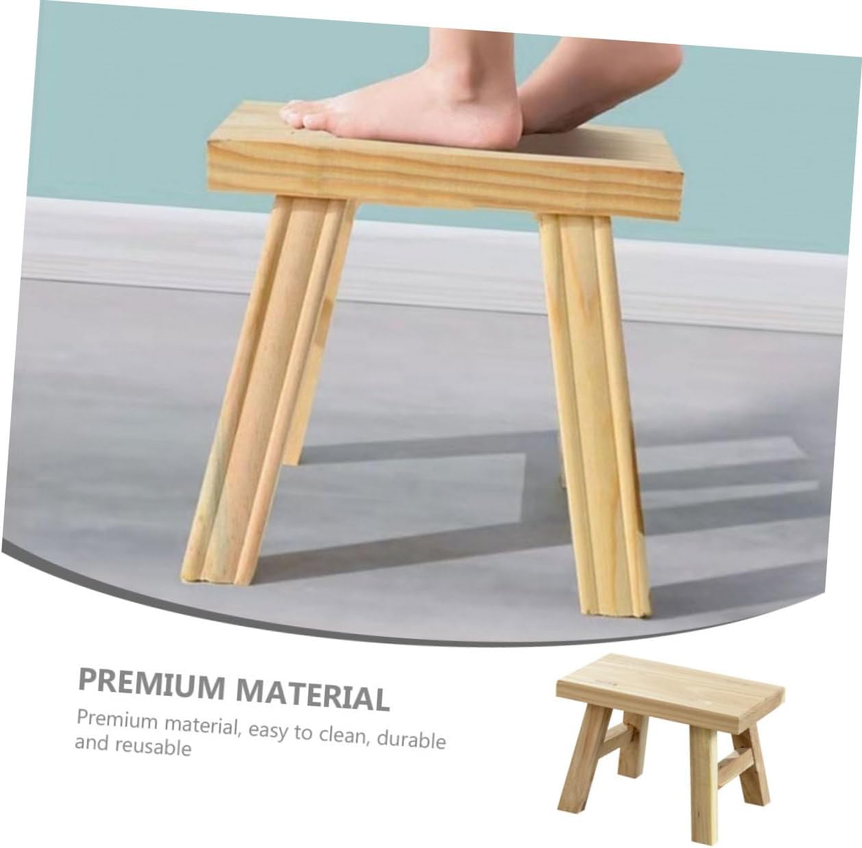 Cabilock Comfortable Boy Girl Low Wooden Stool Portable Boy Girl Step Stool for Shoe Changing Bathroom and Kitchen Use Non-Slip Design Height for Toilet Training and Easy Access to Counters