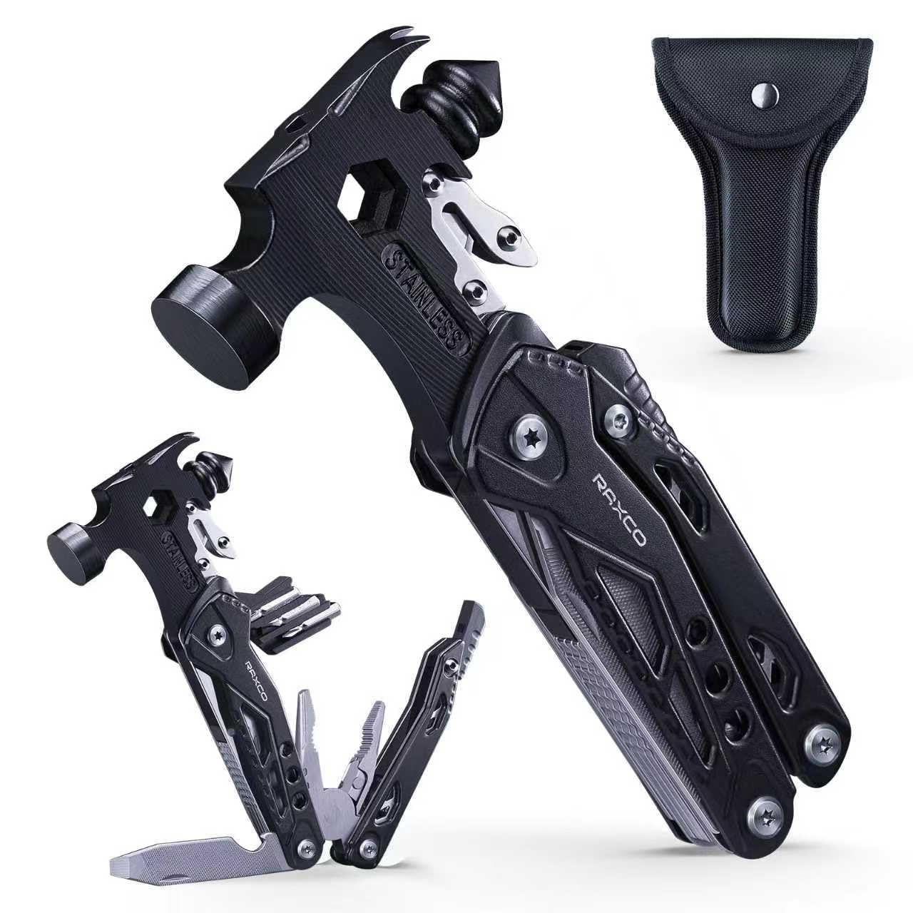 RAXCO Hammer Multitool,17-in-1 Multi-Tools Mini Hammer, Father Day Husband Boyfriend Multitool Gift for Men(6.41×2.83×1inch)