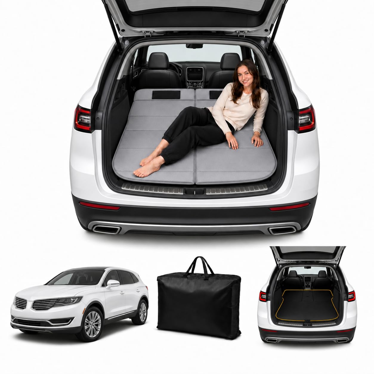 Car Mattress for Nautilus MKX 2016–2018, Upgraded Non-Inflatable Thickened Foam SUV Car Camping Mattress, Foldable Trunk Sleeping Pad Car Bed Mattress for Road Trips Camping Travel