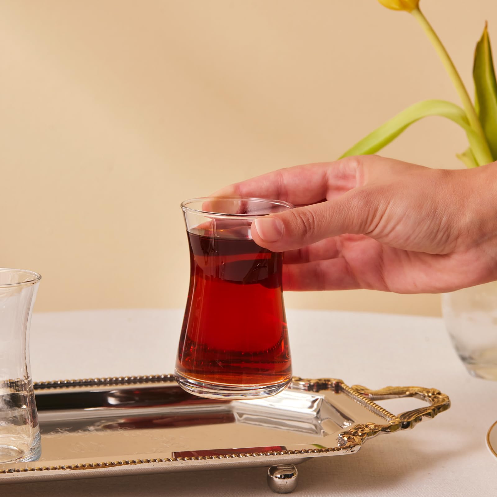 KARACA Heybeli 6-częściowy zestaw tureckich szklanek do herbaty dla 6 osób, 170 ml, eleganckie i trwałe, tradycyjne kubki do herbaty, nadają się do mycia w zmywarce