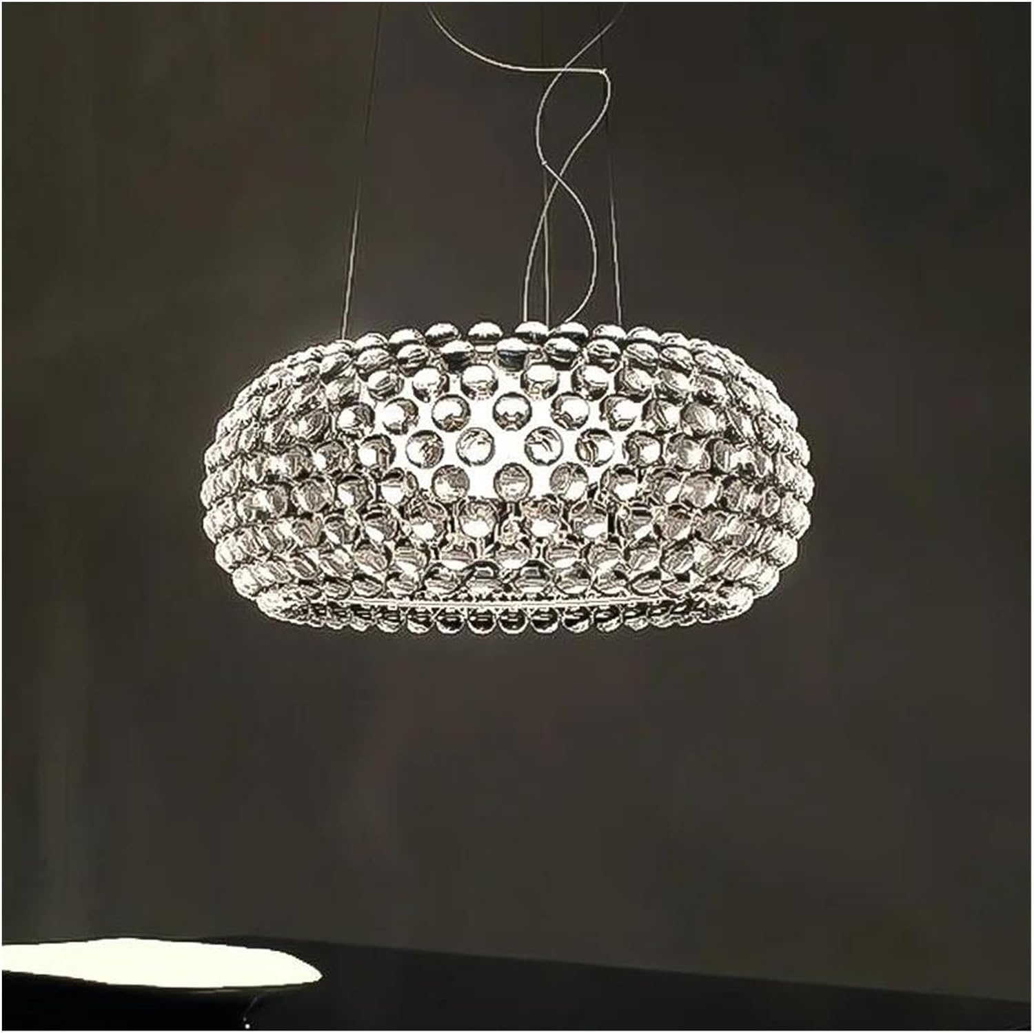 Hanging Light, Modern Acrylic Lustre Pendant Led Lights Kitchen Dining Table Room Ceiling Chandelier Clear Bulb Hanging Lamp(Transparent,D65CM)