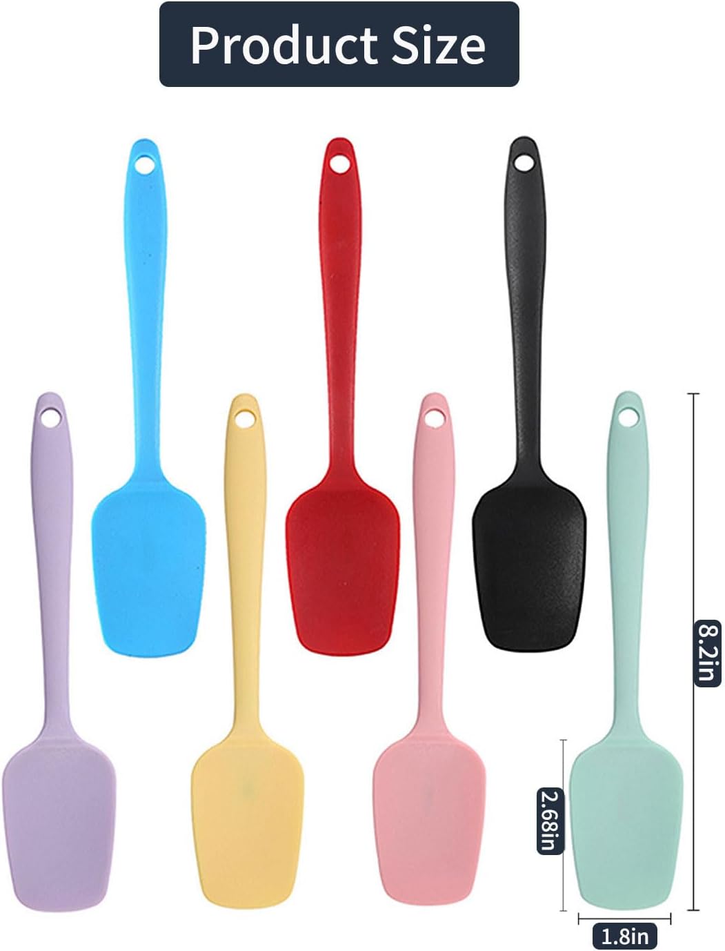Silicone Spatulas 7Pcs, 8.2 Inch Small Spoon Spatula Set, BPA-Free