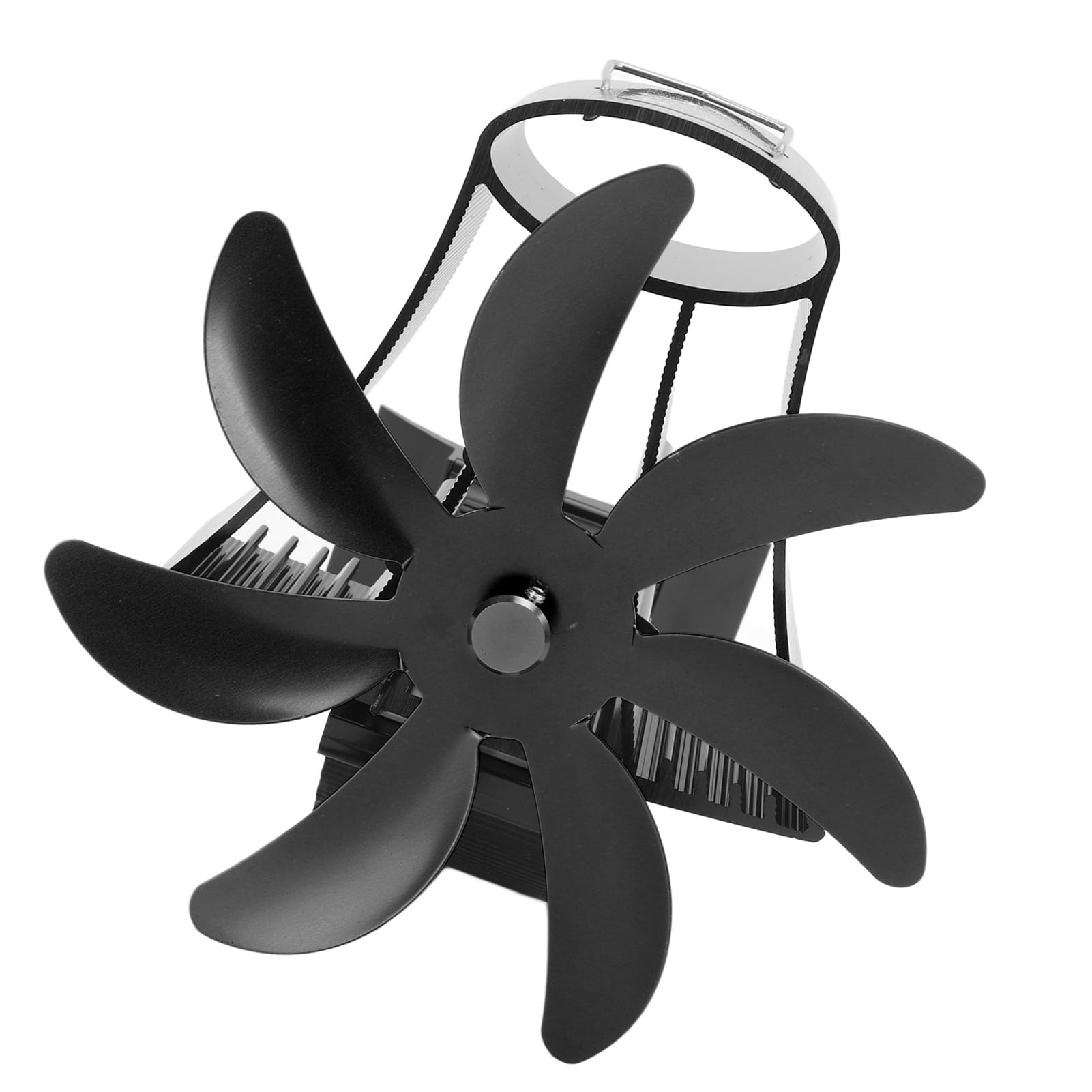 HEEPDD Ventilatore per Stufa a Legna Alimentato a Calore a 7 Pale con Supporto Magnetico Silenzioso, per Canna Fumaria del Camino, Circolazione del Calore Ecologica (BLACK)