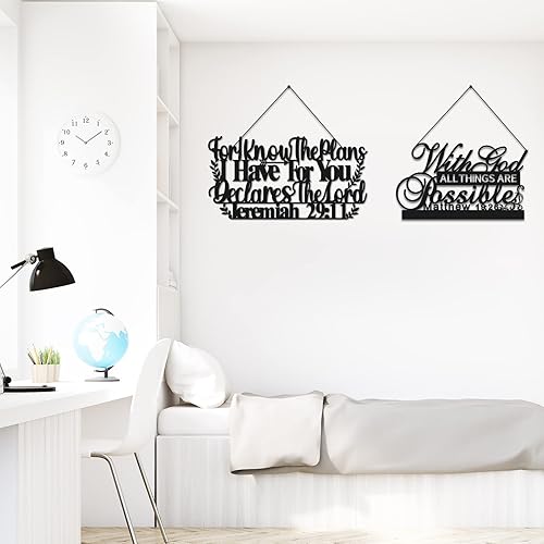 Miniatura 5 de Blulu Paquete de 4 decoraciones inspiradoras de mesa inspiradoras de madera con versículos bíblicos de fe cristiana, centros de mesa negros