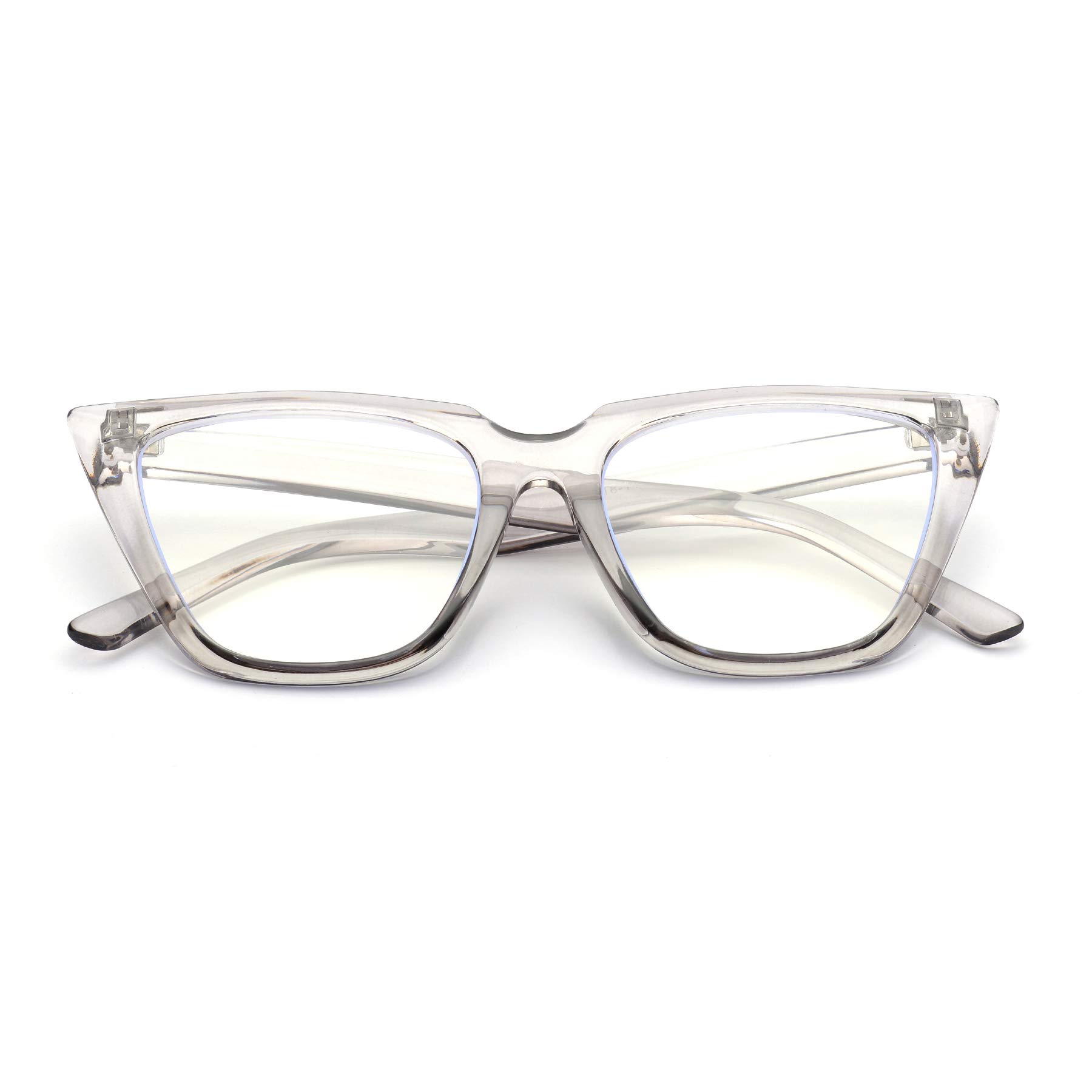 ZUVGEES Blue Light Blocking Reading Glasses Womens Chic Oversized Cat-Eye Eyeglasses Big Frames Large lens Computer Readers (Transparent Gray - Image 4