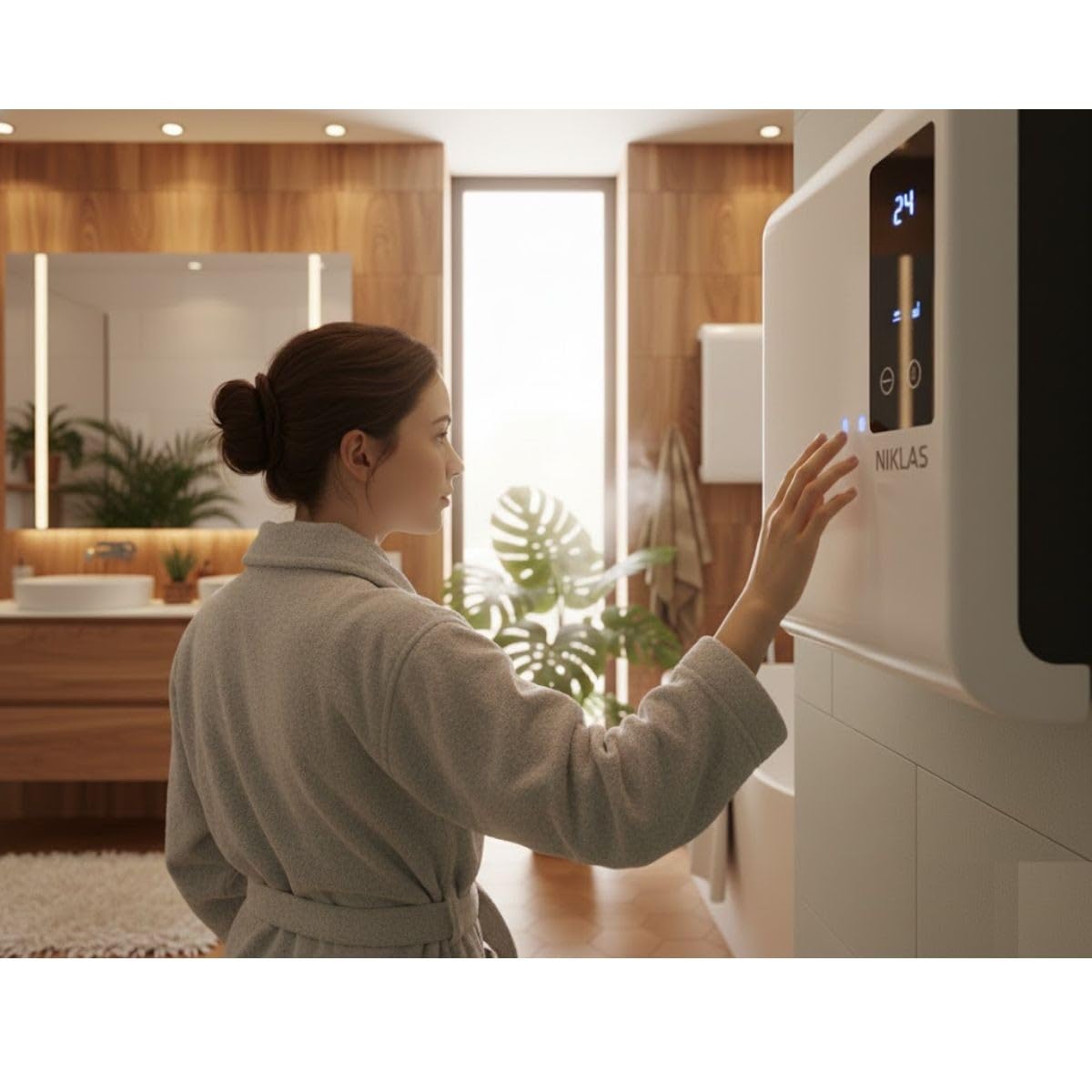 NIKLAS - Termoventilatore caldobagno stufa elettrica a parete 2000 W Trendy Digital Niklas, Radiante