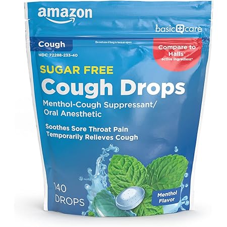 Amazon Basic Care Sugar Free Menthol Cough Drops, 140 count (Previously SoundHealth)
