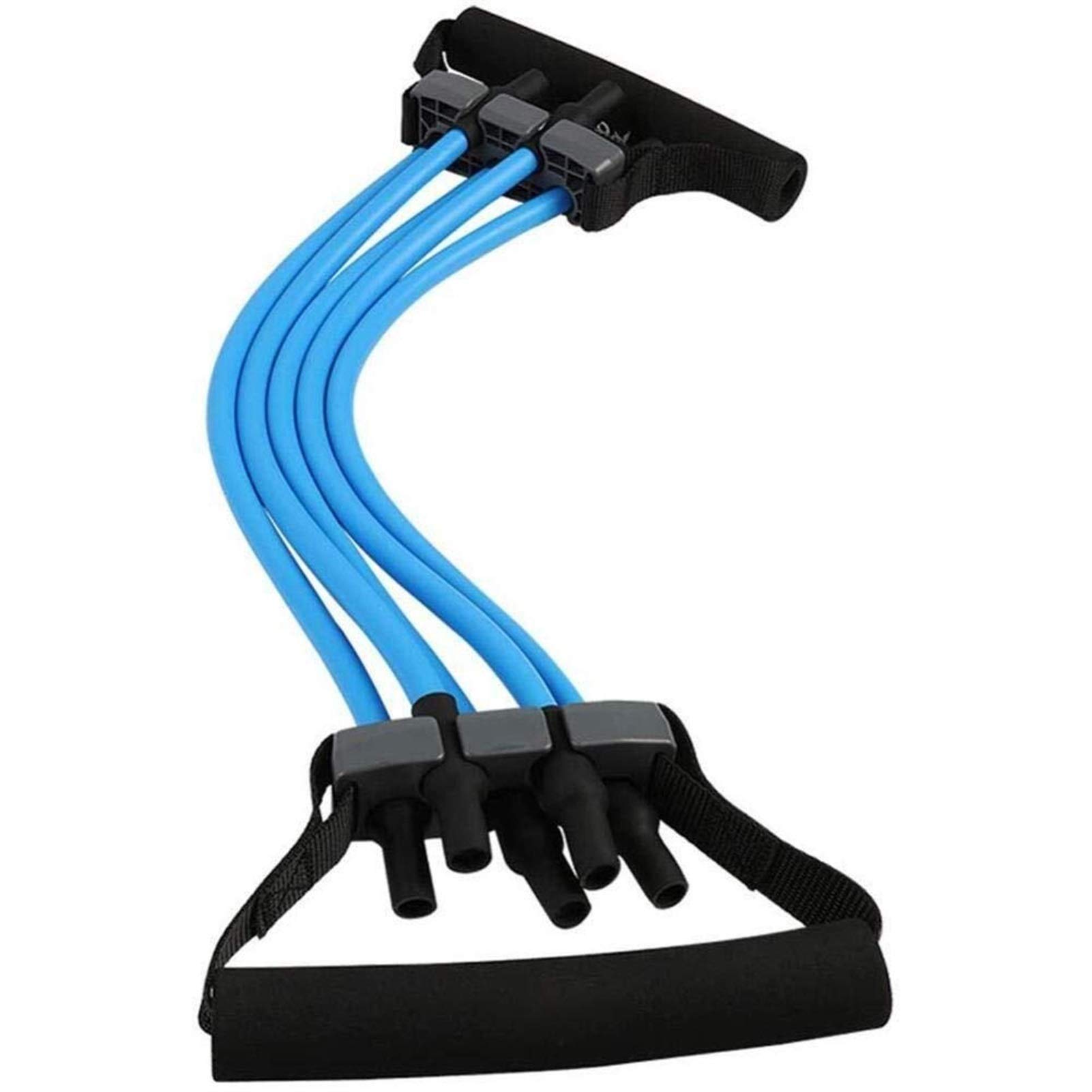 Auoeer Fitness Chest Expander Bullworker - Detachable 5 Natural Latex Tubes Pull Rope Home Office Multifunction Build Muscle Fitness Equipment