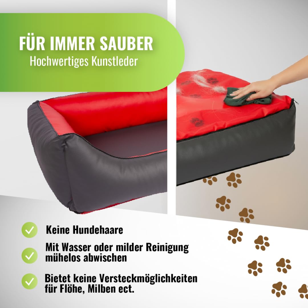 Cama para perros CopcoPet Rocco 2 en 1, impermeable y de piel sintética, con colchón de plástico para perros con espuma de copos o espuma viscoelástica ortopédica
