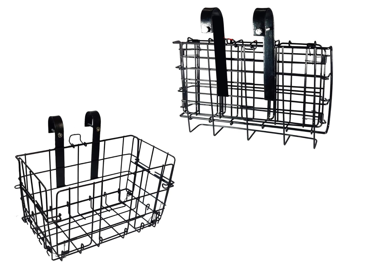 Folding Wire Mesh Bike Basket, Front/Rear Detachable Hanging Basket for Mountain Bike, Black-image-19