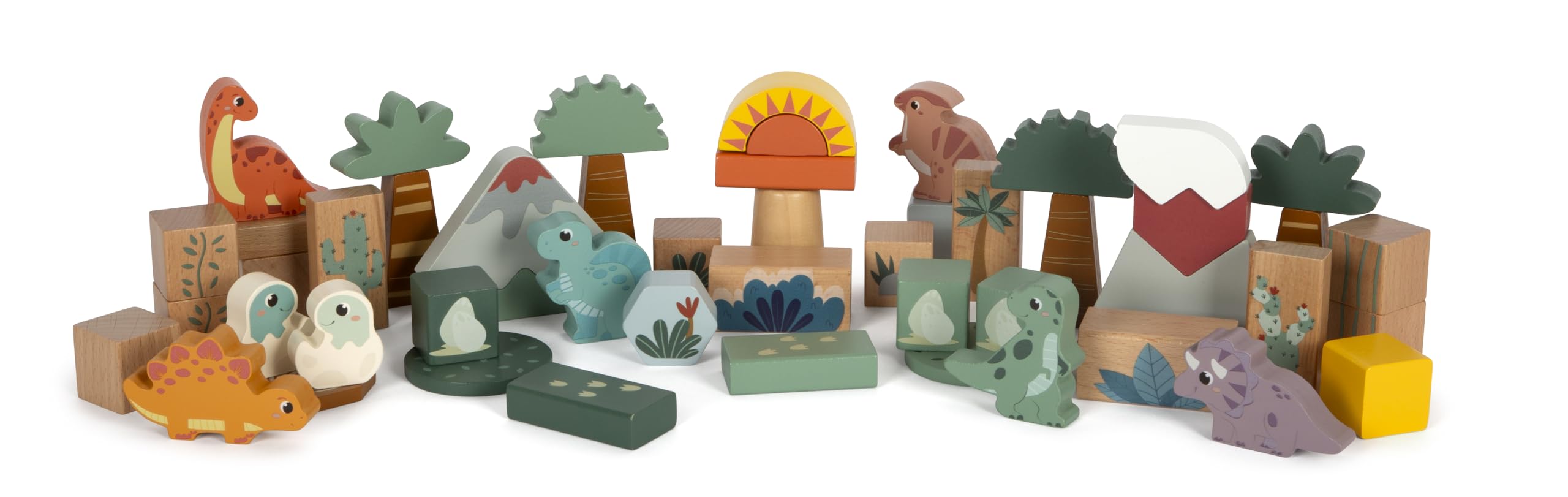 Small Foot Wooden Building Blocks Dino, set of blocks made of FSC® 100%-certified wood, for ages 12+ months, 12621