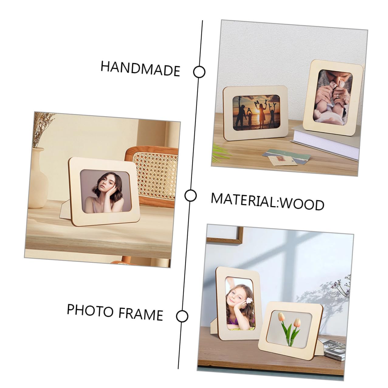 BESPORTBLE Cornice per Foto da Tavolo in Legno Fai da Te Set da 12 Pezzi 6 Pollici Cornice Portafoto Decorativa per Casa e Camera da Letto