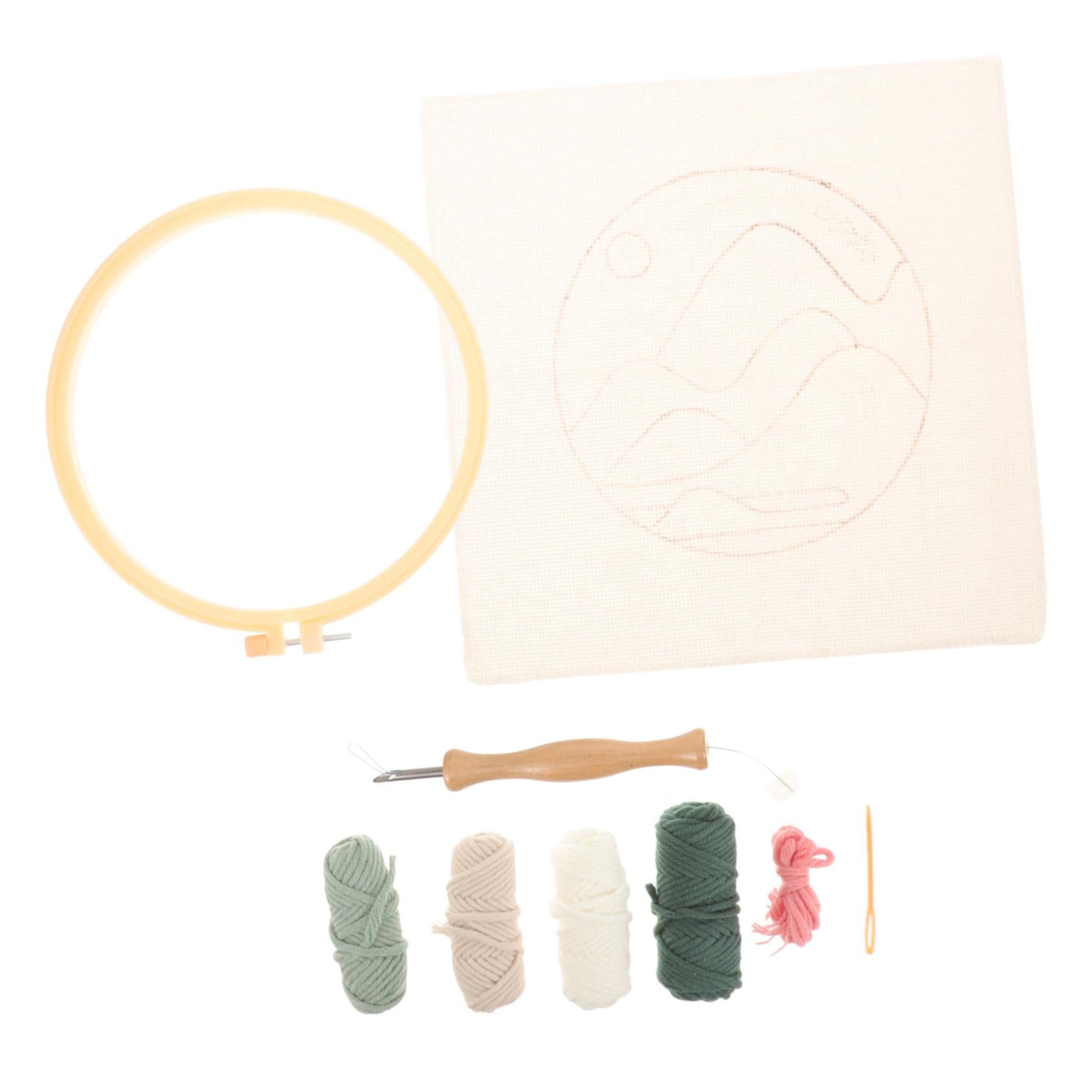 OSALADI 1 Set Punch Needle Kit for Beginners DIY Punch Needle Material Pack with Embroidery Hoop Yarn and Tool for Creative Craft Projects and Present Giving