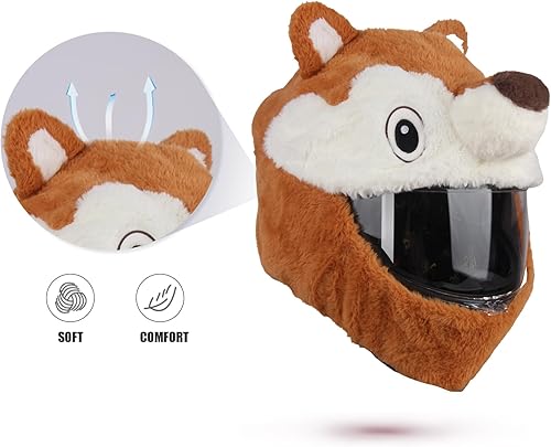 Miniatura 6 de Uchoose Divertida funda de casco de motocicleta de felpa para cascos de motocicleta de cara completa, bonita funda protectora a prueba de polvo para