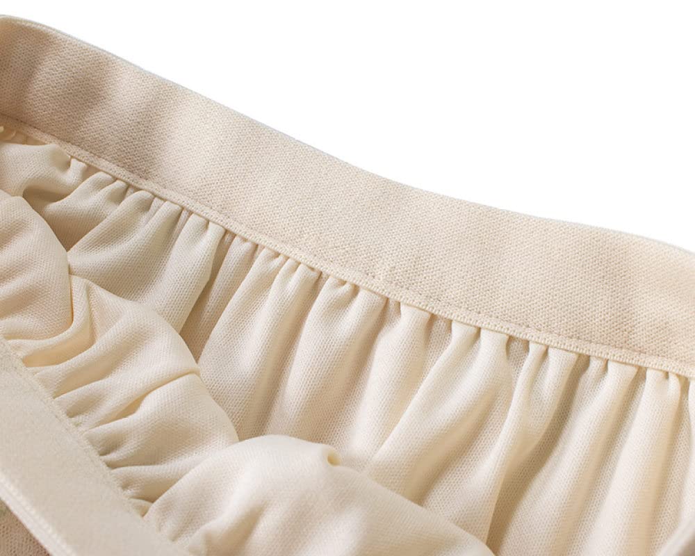 Faldas para Mujer Longitud Mediana, Falda Midi De Tul para Mujer Faldas Plisadas Fluidas con Bordado De Flores De Malla De Doble Capa para Mujer Faldas De Talle(Apricot)