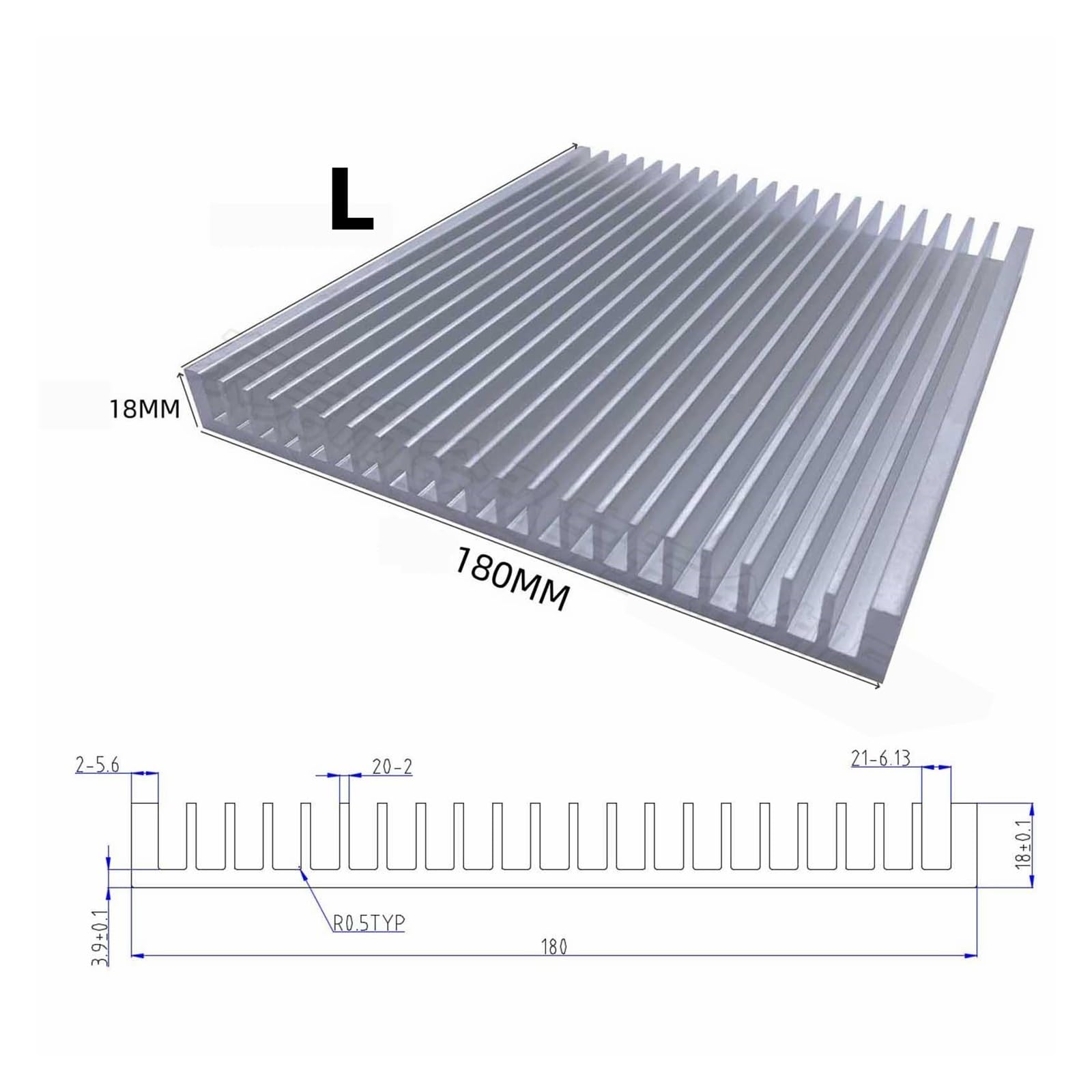 Dissipatore di calore in alluminio estruso per dissipatore di calore con chip elettronico a LED, 115 x 50, 125 x 20,5, 140 x 20 mm, per chip elettronico a LED, raffreddamento e dissipazione del calore