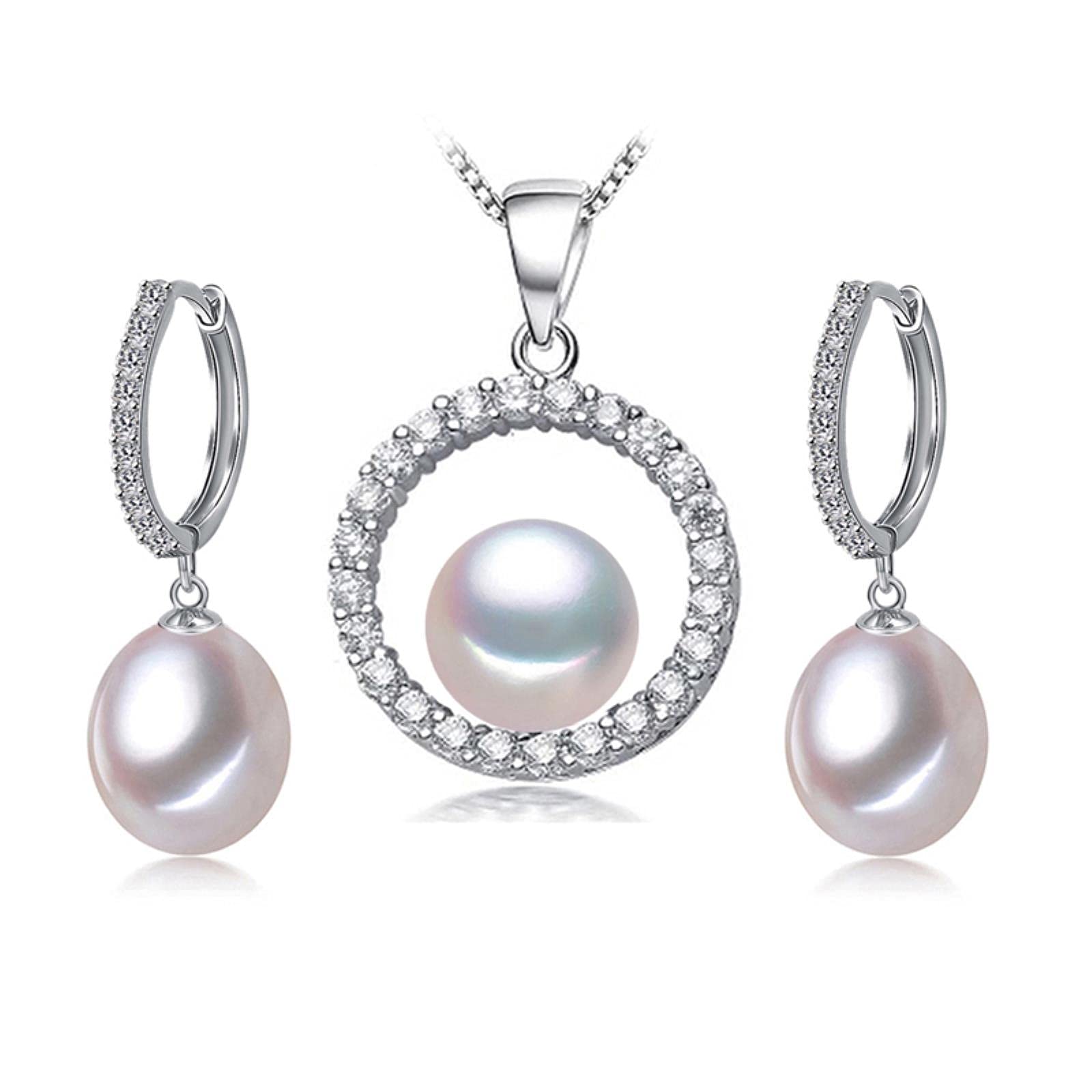 LOKILOKI Joyas De Perlas Collares Y Colgantes De Perlas Naturales Collar Bohemio De Plata Esterlina para Mujer Colgante Redondo Femenino