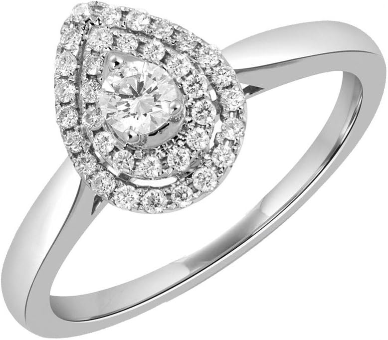 JEWELS FORUM 0.24 Ct 14Ct White Gold Marquise Shape Cluster Diamond Engagement Ring for Women (Color HI,Clarity I1-I2)