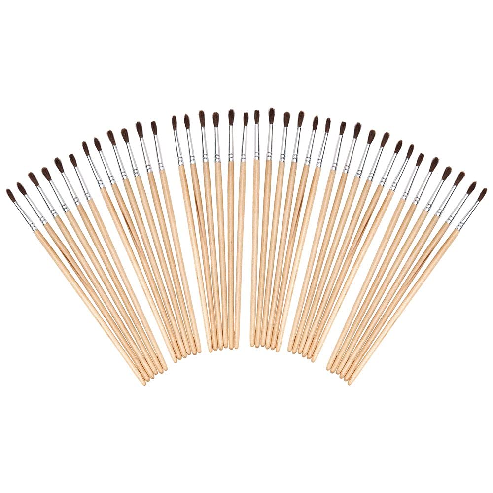 Colorations Natural Fine Brushes, 36 Pieces! A Great Paintbrush Set for Any Young Artist! Individually Packaged, Arts & Craft Craft for Children, Kids Crafts for Home or The Classroom