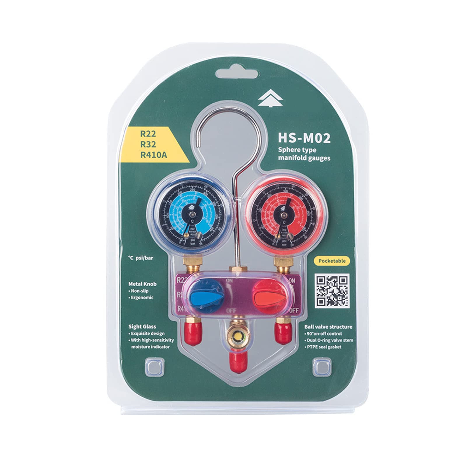 Mini manómetro G1/4 para R22 R32 R410A, manómetro de diagnóstico de Aire Acondicionado, para Mantenimiento de Aire Acondicionado automotriz del Sistema de CA del Coche