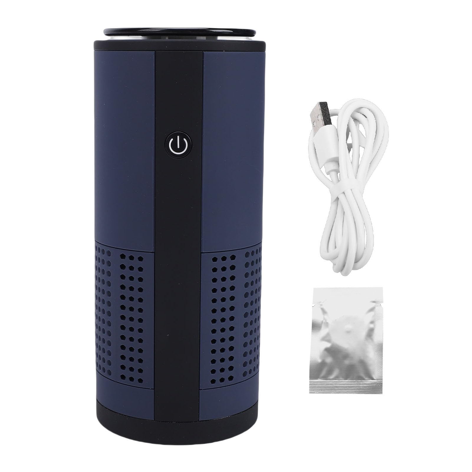 Qcwwy Purificatore D'aria Portatile per Auto, Purificatore D'aria con Ricarica USB Senza Fili con Flusso D'aria a 360 Gradi, Filtro HEPA per Rimozione Odori di Polvere di Fumo e Animali (blu scuro)