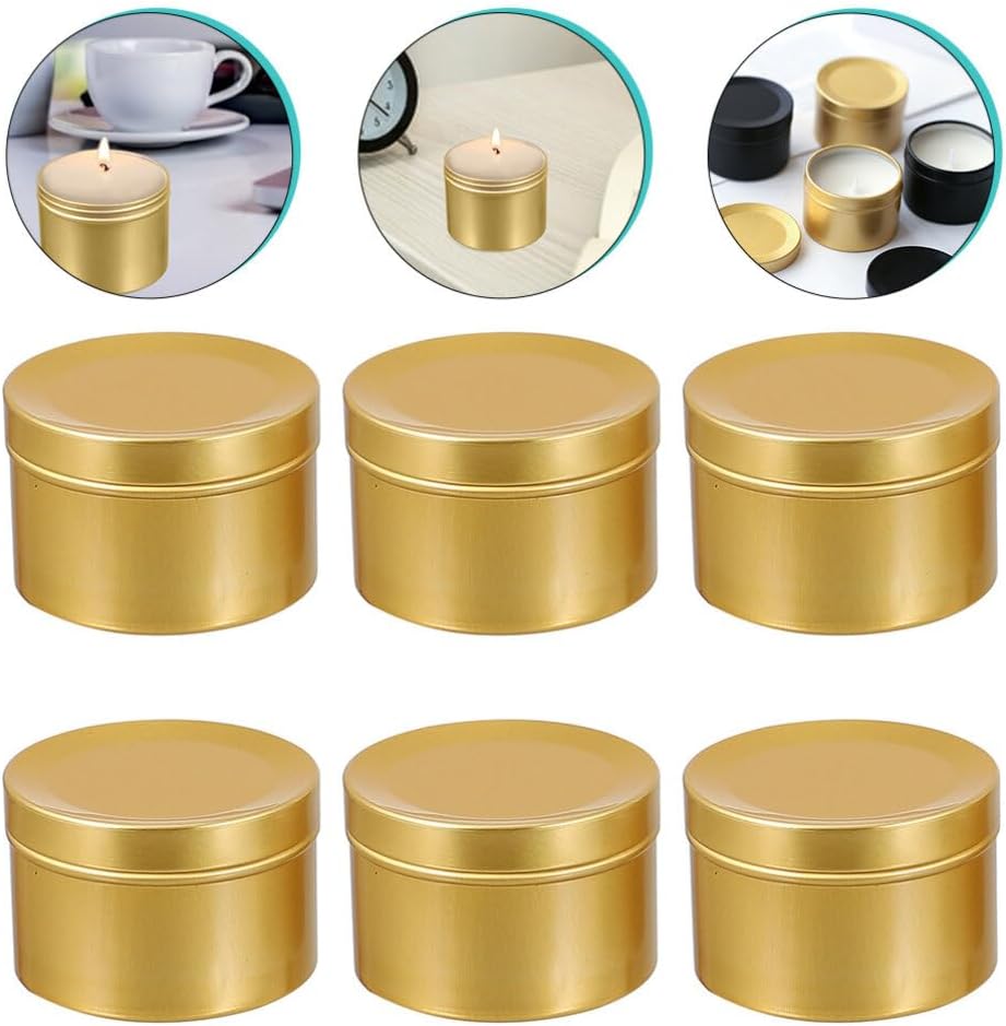 6pcs Candle Jar Cookie Containers with Lids Lip Metal Tea Can Candle Making Jars Eye Cream Cans Aluminum Alloy Tin 4oz Incense