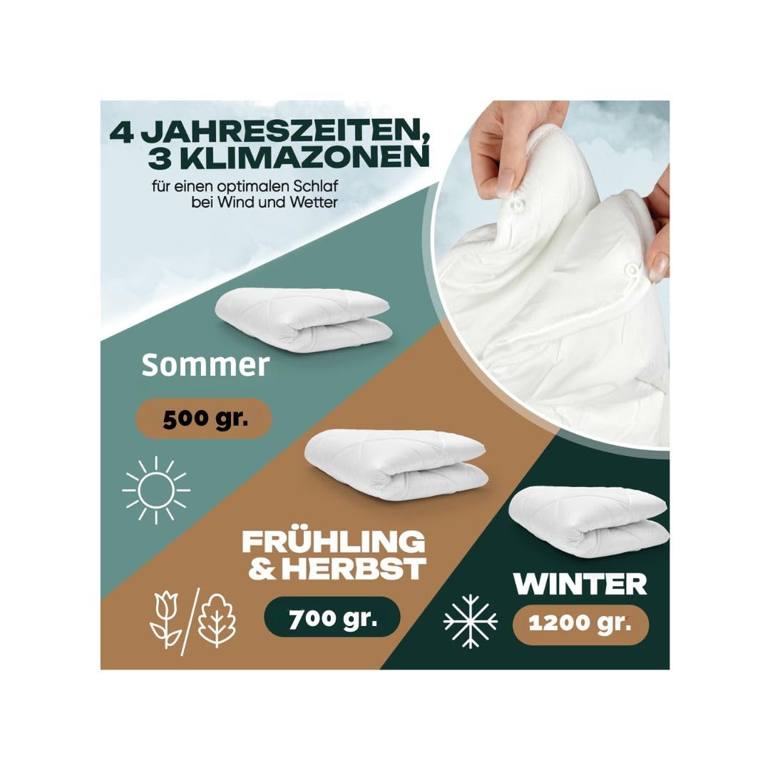 4-Jahreszeiten Bettenset 135x200 4er Pack - 2X Bettdecke 135x200 4 Jahreszeiten Set mit 2X Kopfkissenkissen - Sommerdecke & Ganzjahresdecke & Winterdecke - Oeko-TEX, Allergikergeeignet
