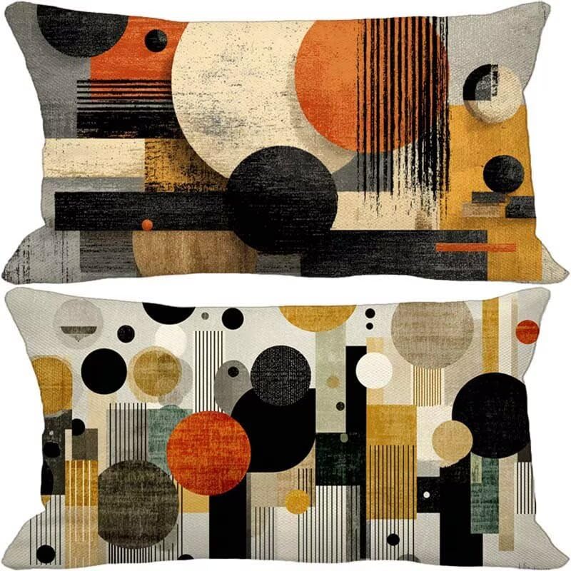 Housse coussin 60x80 géométrique en lin imperméable haut de gamme