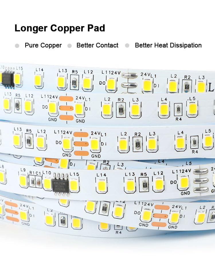 Cinta LED inteligente blanca cálida 10 metros 120 LEDs miniatura 4