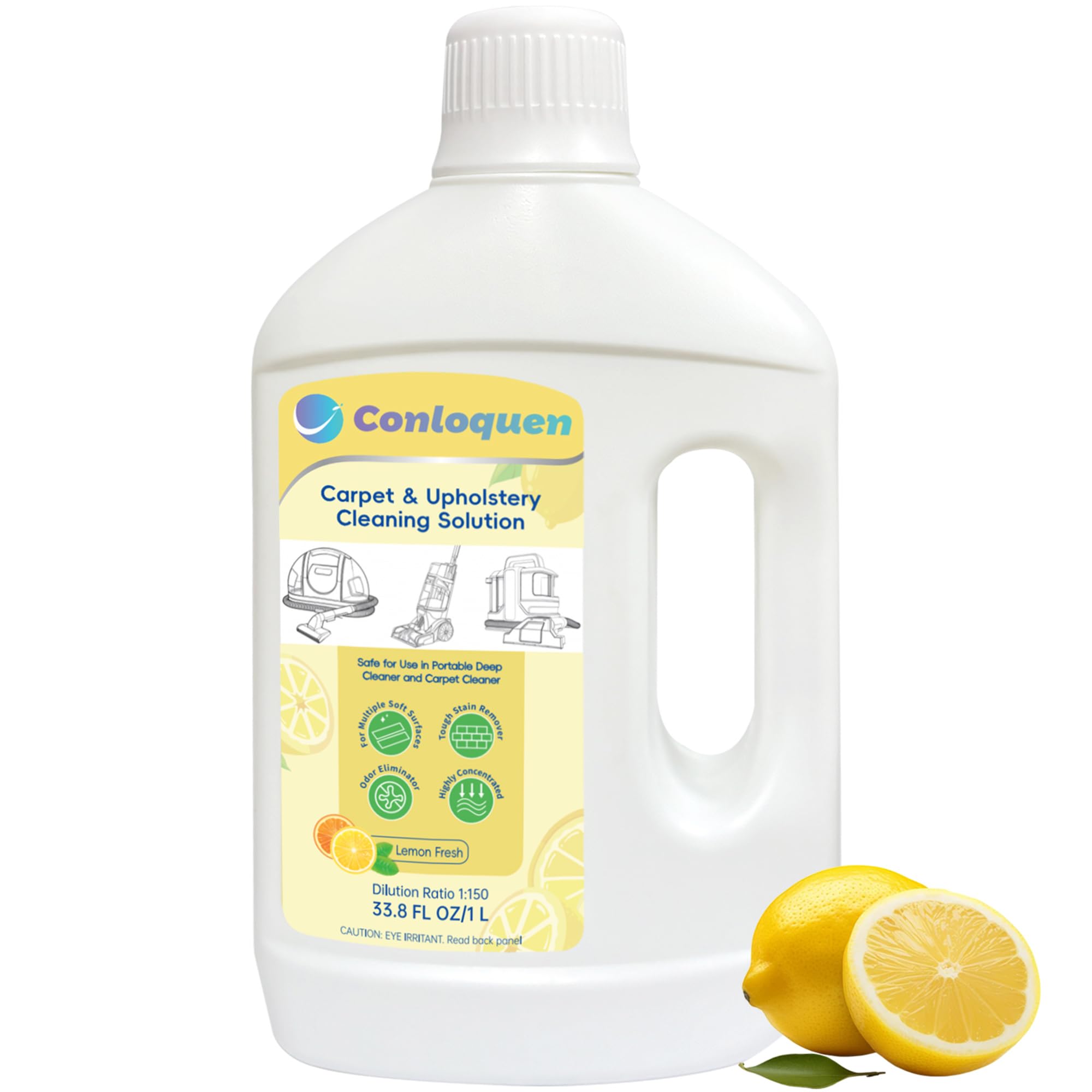 150X Concentrate Carpet Cleaner Solution Makes 39.6 Gal Formula for Portable Carpet Deep Cleaner and Upright Upholstery Cleaner Machine, 33.8 Fl.oz Carpet Stain Remover Lemon Scent