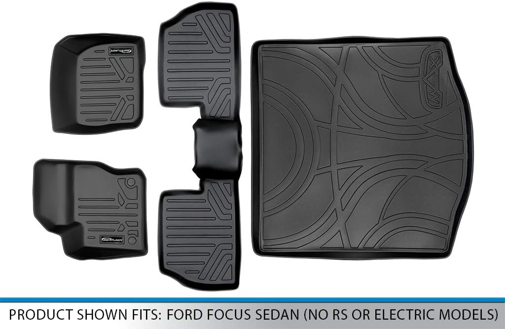SMARTLINER Custom Fit Floor Mats and Cargo Liner Set for 2012-2018 Ford Focus