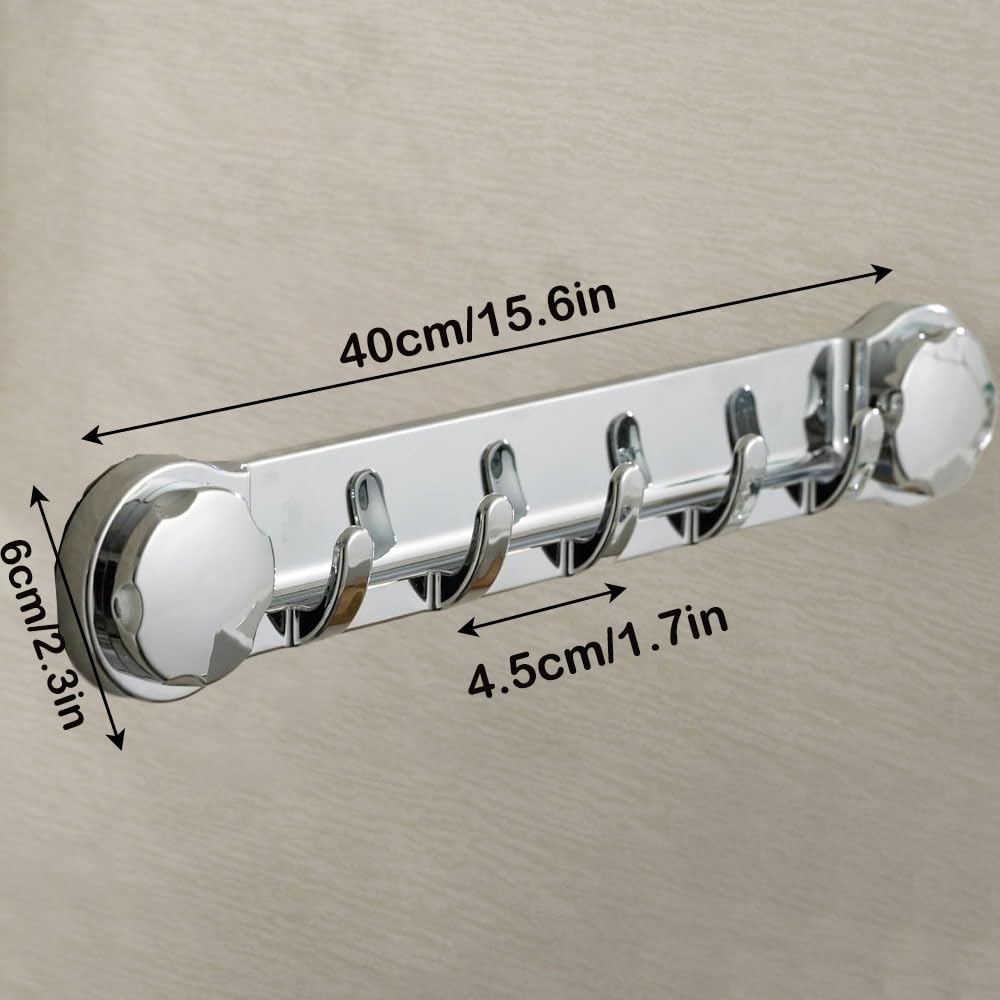 Pfleliey Multifunctional Bathroom Wall Hooks, Adhesive Towel Hooks Shower Suction Hooks, Drill-Free Wall Mounted Removable Hooks, Heavy Duty for Bathroom Kitchen