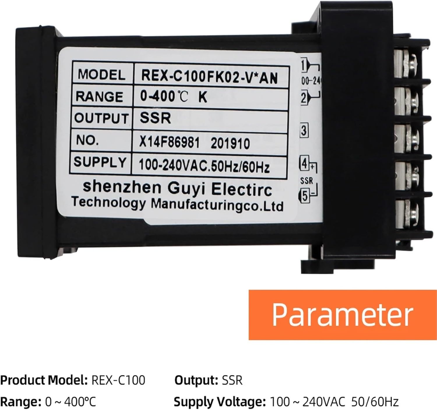 REX-C100/C700 Relay Digital PID Temperature Controller Thermostat Universal Input Output Instrument SSR Output K Thermocouple(REX-C100 SSR)