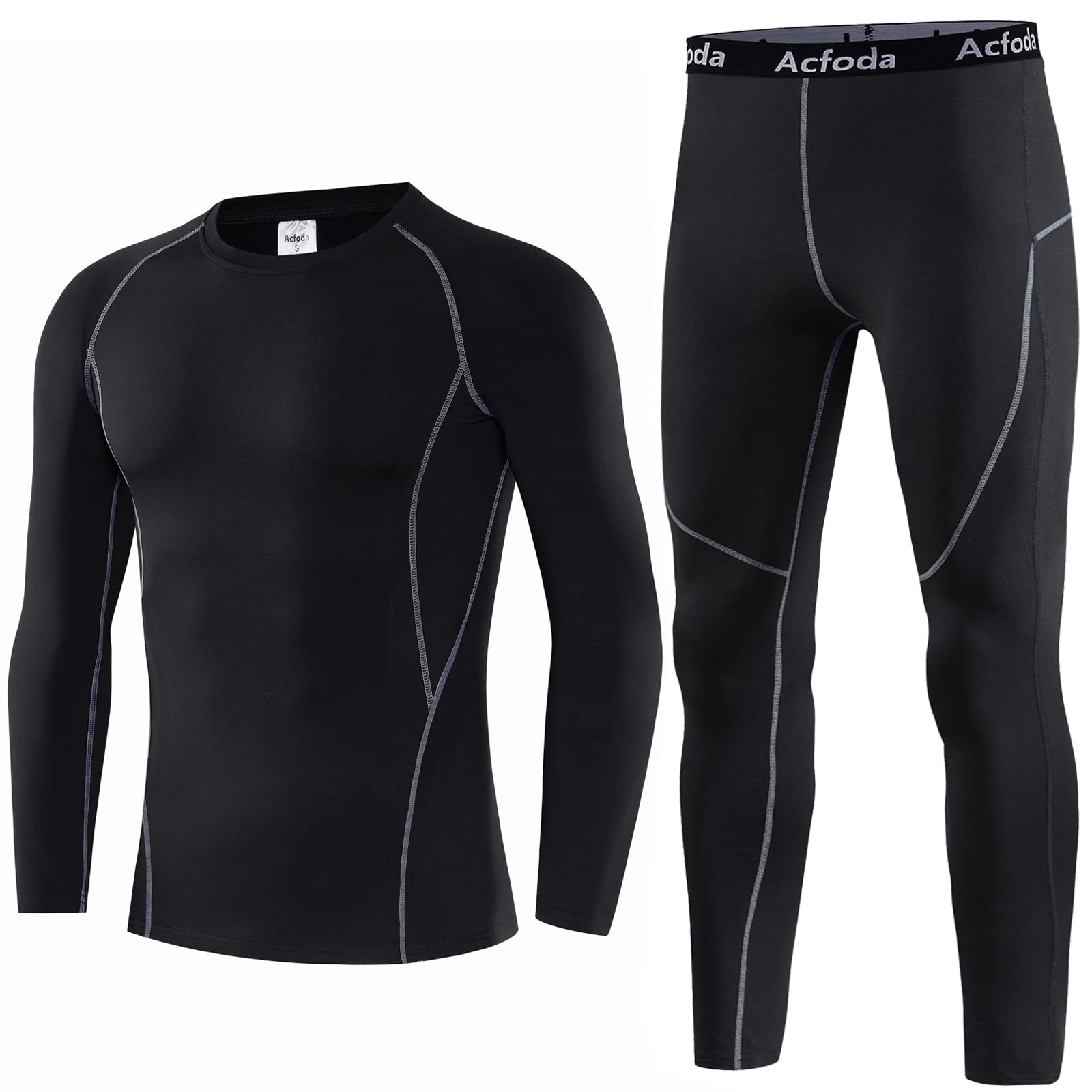 Acfoda Invernale Biancheria Intima Termica Uomo Traspirante Termiche Intimo Set Sci Funzionale per attività all'Aperto S-2XL