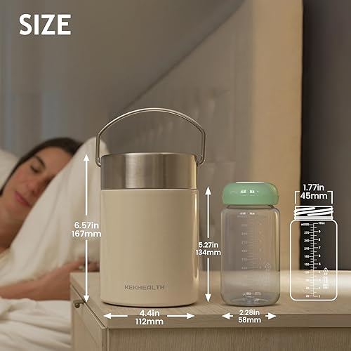 Miniatura 5 de Enfriador de leche materna de cadena fría de medio día de 11 onzas, acero inoxidable al vacío de doble pared con enfriamiento de 360, mantiene la